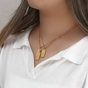 <span class=keywords><strong>Personalizzabile</strong></span> oro placcato in acciaio inox iniziale rettangolo lettera ciondolo <span class=keywords><strong>collana</strong></span> quadrata disegno inciso per matrimonio regalo - Product Image 3