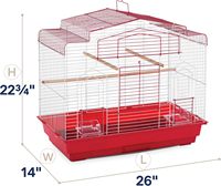 Cage à oiseaux métallique autonome Prevue Pet Barn Style avec plateau amovible, perchoirs en bois, mangeoires, montage facile, pour usage intérieur, petite taille, pour toutes les espèces