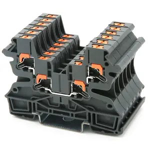 UK 5N SpringType 24-10 AWG Universal Panel Mounted Conductor Electric Wire Connector Rail Feed Through Din Rail Terminal Blocks