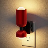 Veilleuses LED LOHAS à brancher, design moderne en forme de trompette rouge, lumière blanc chaud, intensité réglable, pour enfants et adultes, idéales pour salle de bain et chambre à coucher