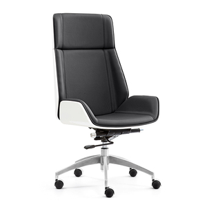 Silla de Oficina Ergonómica Giratoria de Madera de Nogal Blanco Ejecutiva Contemporánea con Respaldo Alto y Tapicería de Cuero PU para Taller - Product Image 1