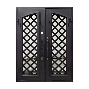 Porte a battente in ferro a doppio battente, cancello esterno in ferro battuto con doppie porte - Product Image 2