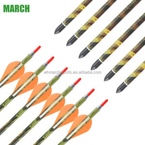 Flechas de carbono para tiro con arco en pulgadas, columna vertebral 400 con pluma amarilla <span class=keywords><strong>naranja</strong></span>, flechas de perno de ballesta para caza - Product Image 5