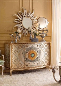 Mobili rococò di lusso antico armadio in legno dorato con <span class=keywords><strong>ingresso</strong></span> a <span class=keywords><strong>specchio</strong></span> con cassetti in oro - Product Image 6