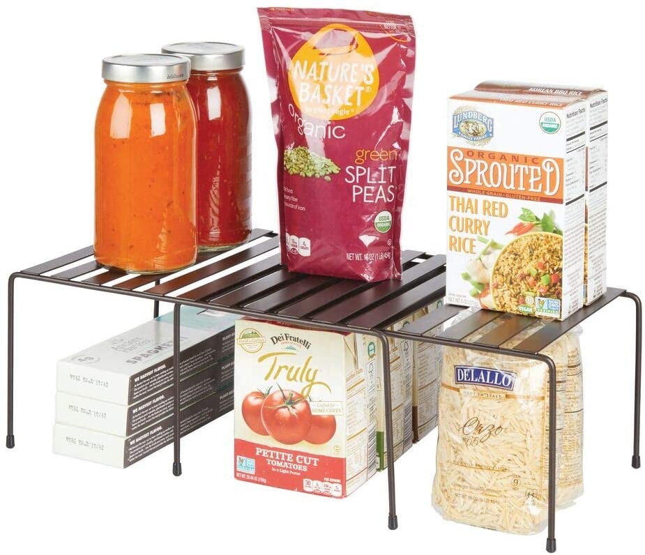 Регулируемые металлические полки для хранения кухонного органайзера, Штабелируемый Шкаф, стойка для хранения столешницы