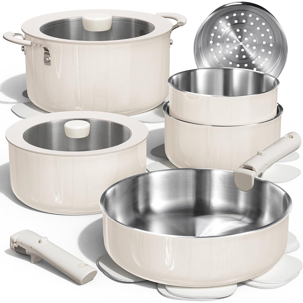 Juego de utensilios de cocina de acero de tres capas de 14 piezas