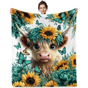 Rainbow Watercolor Goat Kid Flannel <b>Blanket</b> Throw <b>Blanket</b> Nap <b>Blanket</b> Skin Friendly Reversible for Home Office Nap Custom Print - Product Image 3