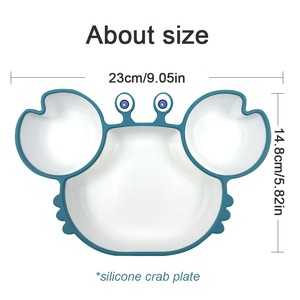 Assiette à ventouse en silicone de qualité alimentaire sans BPA, motif crabe, antidérapante, pour tout-petits et enfants, ensemble de vaisselle pour repas - Product Image 3
