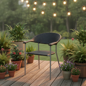 Leisure Contemporary Comfortable Foldable Metal Rattan Single Chair for Outdoor Dining Villa & Park Use - Product Image 1