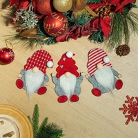 Adorables décorations de table de Noël en forme de gnome, mini Tomte Nisse en polyester, porte-couverts, chapeau tricoté rouge, sacs à couverts