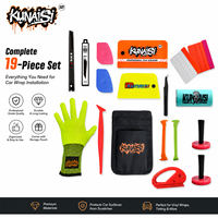 Kit d'outils professionnels KUNAISI 19 pièces pour l'installation de film vinyle et de teinte sur vitres de voiture, avec raclette, cutter, gants et sac à outils, modèle CN