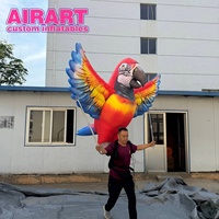 Marionnette d'oiseau perroquet gonflable pour événements de défilés en plein air, marionnette d'oiseau volant sur mesure pour adulte.