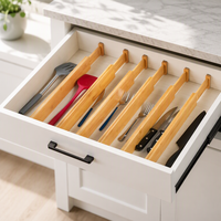 Lot de 6 séparateurs de tiroirs réglables en bambou, organisateurs de tiroirs extensibles pour ustensiles de cuisine, vêtements, salle de bain, bureau