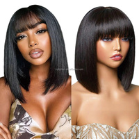 Venta al por mayor pulgadas cortas Bob pelucas 3x1 encaje 100% cabello humano recto con flequillo Bob para mujeres negras Peluca de cabello humano cabello vietnamita