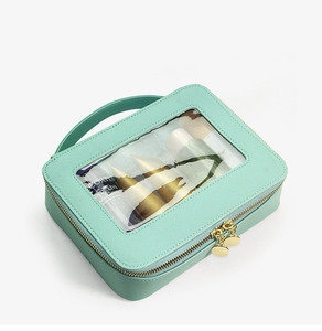 Trending Custom PU Leather Square Shape Cosmetic Pouch Transparent PVC <b>Makeup</b> Bags & <b>Cases</b> - Product Image 2