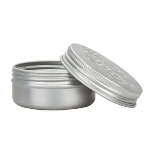 cosmetic metal tin can 30ml 50ml 60ml 100ml 120ml silver aluminium tin can beard balm wax pomade aluminum jar with embossed logo
