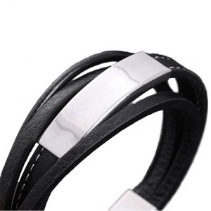 Pulsera de Cuero Genuino de Cuatro Capas Hecha a Mano para Hombre, Brazalete de Acero Inoxidable Multicapa Trenzado, Joyería para Uso Promocional - Product Image 2