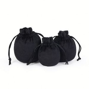 Custom Logo Screen Printed <b>Small</b> Drawstring Storage <b>Bag</b> Oval Velvet Fabric Jewelry Pouch Soft <b>Gift</b> for Earrings Rings Bracelets - Product Image 5