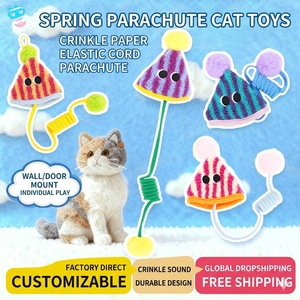 Jouet pour <span class=keywords><strong>chat</strong></span> à suspendre à la porte, balle en peluche rétractable à ressort avec papier froissé, jouet interactif pour chaton à cordes élastiques pour jeu autonome - Product Image 3