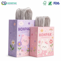 Sac en papier pour enfants avec impression de dessins animés et poignée, idéal pour les magasins de jouets, les fêtes d'anniversaire et l'emballage de cadeaux HONPAK