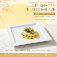 Assiette carrée en mélamine blanc jade de 13,9 pouces, personnalisable en usine (OEM/ODM), pour service de plats principaux lors de réceptions, incassable et durable