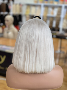 Perruques Bob Blondes Courtes de 12 Pouces en Cheveux Vierges Européens Transparentes pour Lace Front, Cuticules Alignées, Coupe Droite - Product Image 4