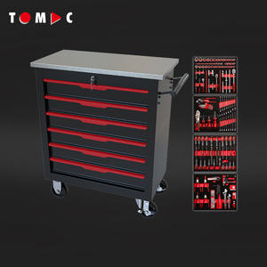 Armoire à outils d'atelier ECO TOMAC à 6 tiroirs avec 124 outils, armoire à outils roulante pour garage, chariot à outils - Product Image 1