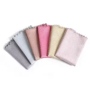 Offre Spéciale écologique microfibre écailles de poisson grille cuisine propre chiffons serviette multicolore absorbant séchage rapide fibre chiffon de nettoyage