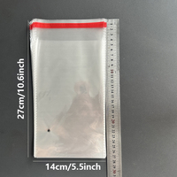 Sacs en plastique transparent BOPP de 14 cm de large, refermables, autocollants, imprimés en gravure, personnalisables, pour l'emballage en supermarché, sacs cadeaux