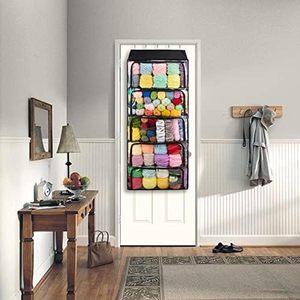 5 Compartment Polyester and Fabric Hanging Yarn Knitting Storage Organizer with Zipper Closure Over Door Display Holder - Product Image 5