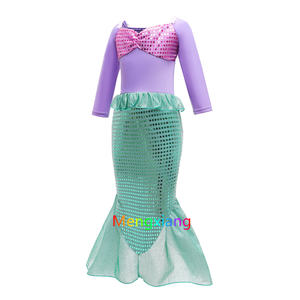 Disfraz de princesa de cola de sirena de manga larga para niñas pequeñas, disfraz de fiesta de lentejuelas, disfraces de películas y TV Arial - Product Image 2
