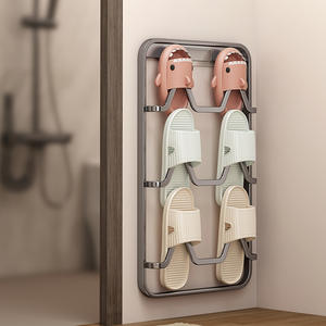 Estante para Pantuflas de Baño, Montado en la Pared, Sin Necesidad de Perforar, Rectangular, de Color Sólido, para Colgar Sobre la Puerta - Product Image 1