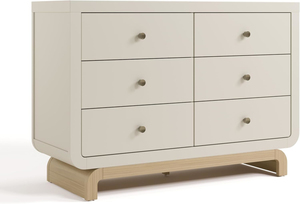 BSCI Certified Modern Style Santorini <b>6</b> <b>Drawer</b> Double Dresser White with Iconic Curved Base for Kids Bedroom Nursery - Product Image 4