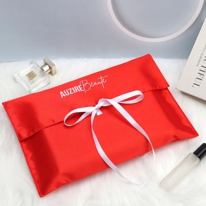 Luxury Custom Logo Printed Brown <b>Envelope</b> Satin Bag Purse Clothing Shoe Hair Wig Packaging Dust Gift Bag Silk Pouch - Product Image 3