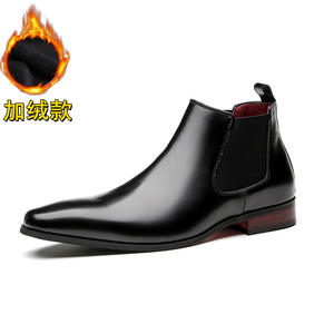 High-quality men's winter long-pointed leather <b>shoes</b> with a retro classic style, suitable for formal business occasions. - Product Image 6