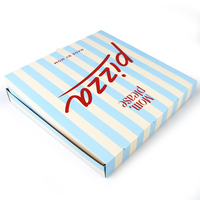 Boîte d'expédition en carton ondulé bleu rayé personnalisée avec impression rétro de pizza pour l'emballage de marques alimentaires