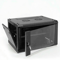 Armoires rack murales OEM/ODM d'occasion en acier noir de 600 mm de profondeur avec porte vitrée, modèles 6U standard 19 pouces, pour serveurs et plateaux de rangement réseau