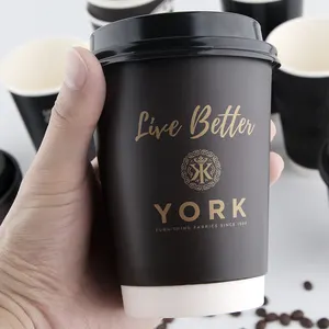 Tùy chỉnh thiết kế lấy đi giấy ĐÔI HOT Coffe súp cup với nắp tay áo phân hủy sinh học nhà sản xuất in giấy ly cà phê