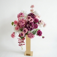 SY-High Centre de table, chemin de fleurs pour allée et amarantes, aux couleurs Bourgogne, Cerise, Rose violacé, Rouge et Fleurs de marguerite