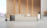 Bureau d'accueil commercial en bois pour centre sportif, hôtel, salon de beauté, école, hôpital