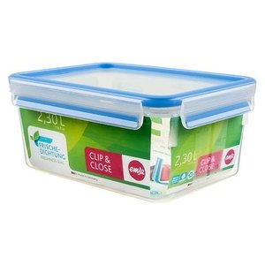 Boîte alimentaire Clip & Close 2,3 L bleue transparente avec couvercle hermétique, compatible réfrigérateur, congélateur, micro-ondes et lave-vaisselle - Product Image 1