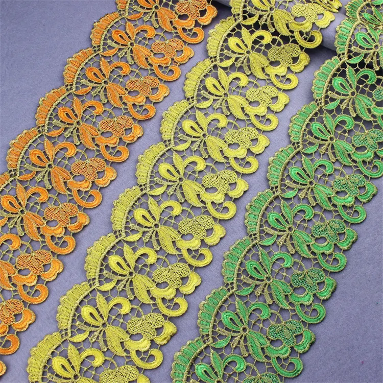 High Quality Water Soluble Lace Clothing Accessories Guipure Nylon Lace Trim Border Embroidery Gold Cotton Ribbon Lace
