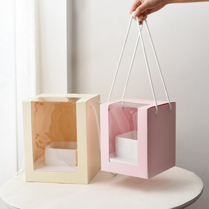 Caja de Embalaje Creativa para Flores con Ventana Transparente de PVC y Asa, para Regalos, Pasteles, Dulces, Juguetes, Proveedor Mayorista - Product Image 4