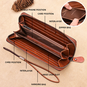 Portafoglio da uomo Banyanu Guangzhou, portafoglio lungo con cerniera, grande capacità, porta carte, custodia in pelle. - Product Image 4