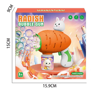 New Arrival điện 10 lỗ dễ thương củ cải thỏ xà phòng nước súng máy nhựa Bong Bóng đồ chơi cho trẻ em - Product Image 6