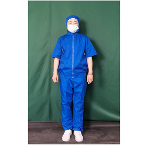 Ropa de trabajo de manga corta para fábricas de alimentos, trajes de protección con capucha para talleres de acuicultura, trajes antipolvo para - Product Image 1