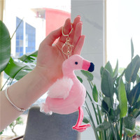 Porte-clés Flamant Rose en Peluche en Gros, Pendentif Animal Doux, Breloque Flamant Rose en Peluche, Anneau de Clés