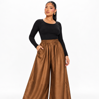 Pantalon Palazzo Femme OEM/ODM en Soie Satinée Respirante à Taille Haute Élastique et Coupe Ample à Jambes Larges