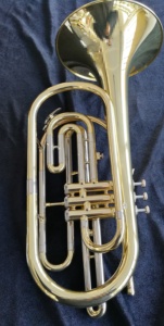 Trombón de pistón de <span class=keywords><strong>marcha</strong></span>, laca dorada de alto grado, con 3 válvulas de acero inoxidable (JMS-300) - Product Image 2