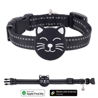 Collares reflectantes duraderos de color sólido para rastreadores de gatos con código QR antipérdida y posicionamiento, listos para envío inmediato (Dropshipping)
